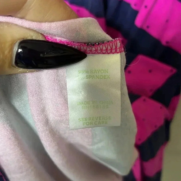 Lilly Pulitzer Beckett Dress Size Small Mambo Pink Blue Stripe Knee Length - Picture 9 of 10
